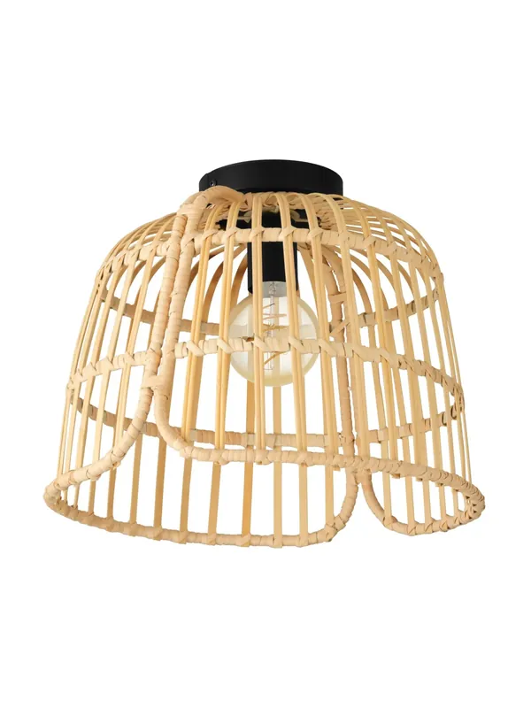 Plafoniera rustica in metallo nero e legno a 1 luce GL1915 Popolare