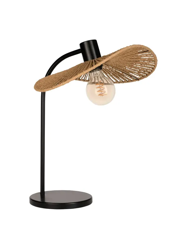 Lume lampada da tavolo rustica in metallo nero e carta a 1 luce GL1912 Ultime Pezzi