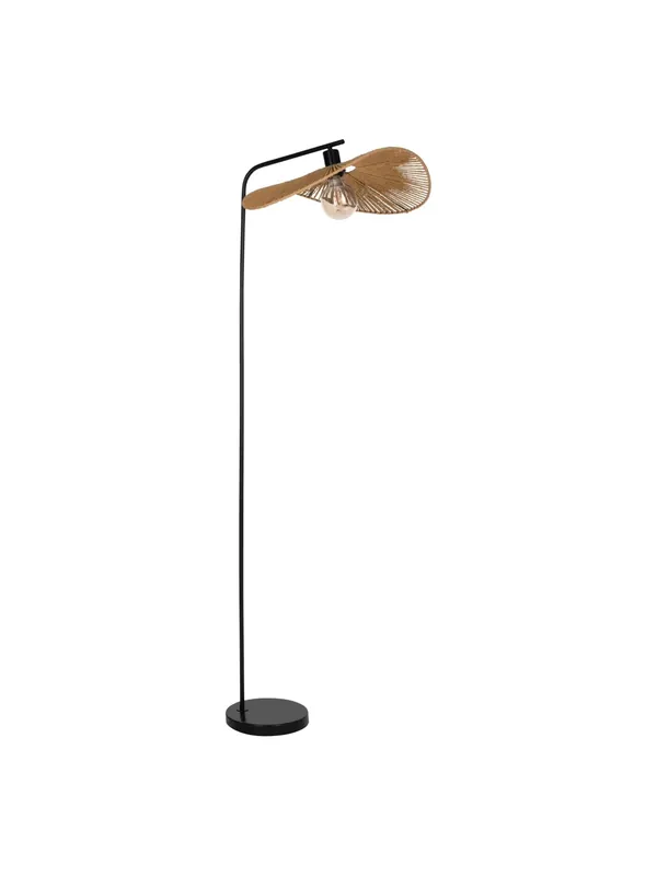 Piantana lampada da terra rustica in metallo nero e carta a 1 luce GL1911 Novità