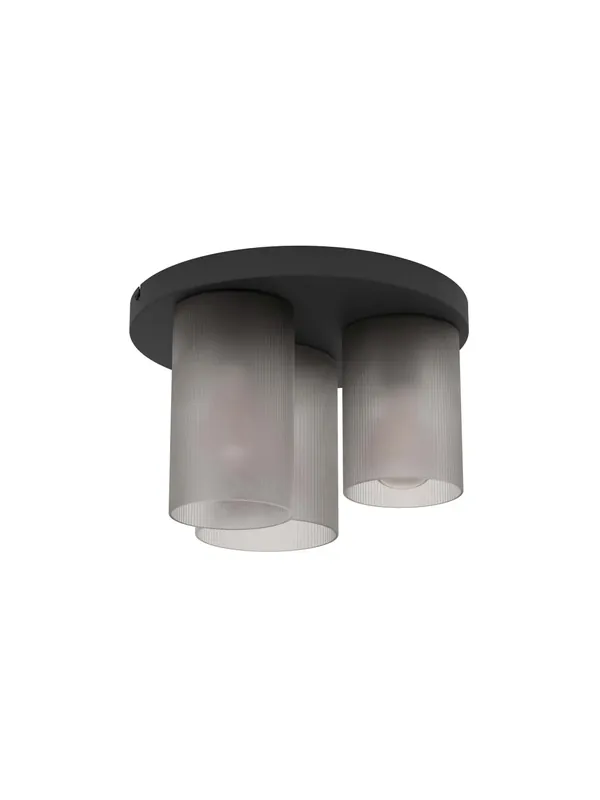 Plafoniera moderna nero con vetro grigio a 3 luci GL1836 Ultime Pezzi