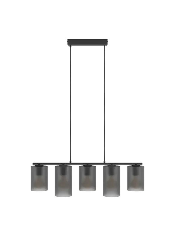 Must-Have Lampadario moderno nero con vetro grigio a 5 luci GL1835