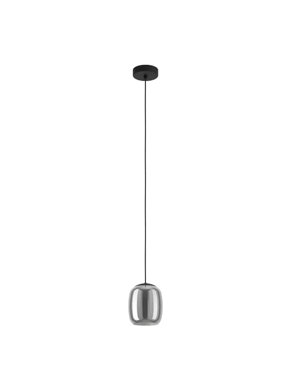 Compra Online Lampadario a sospensione moderno nero con vetro cromo a 1 luce GL1832