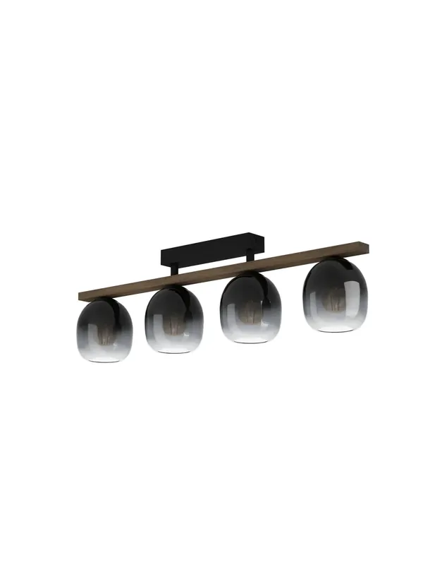 Ultimissimo Modello Plafoniera moderna in legno e vetro nero a 4 luci GL1827