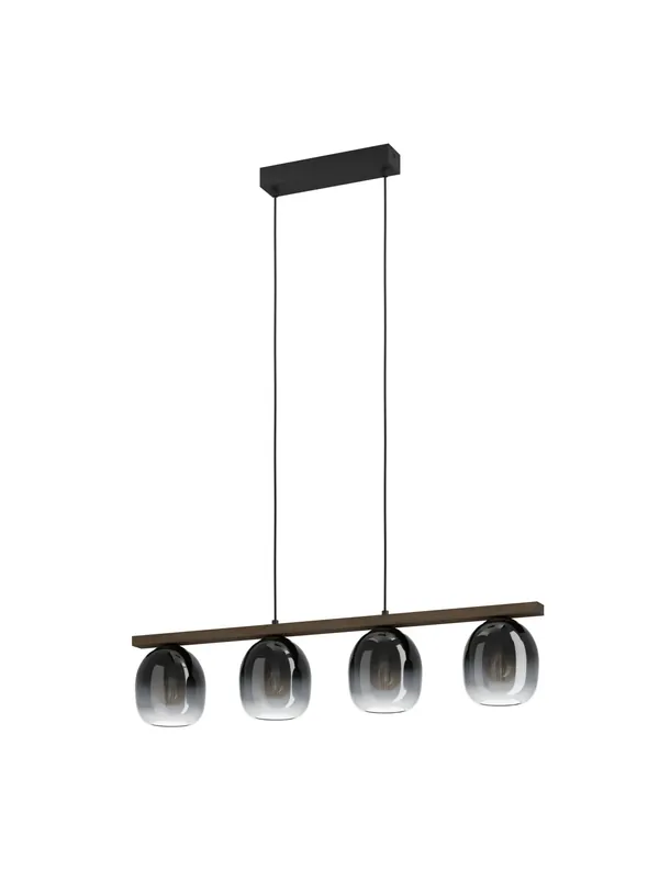 Offerta Speciale Lampadario moderno in legno e vetro nero a 4 luci GL1826