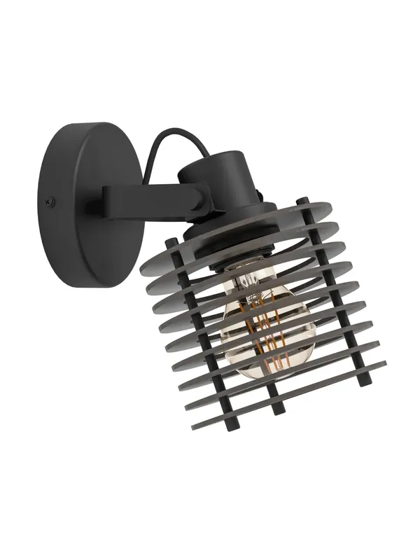 Consegna Rapida Applique a faretto moderno in legno nero a 1 luce GL1820