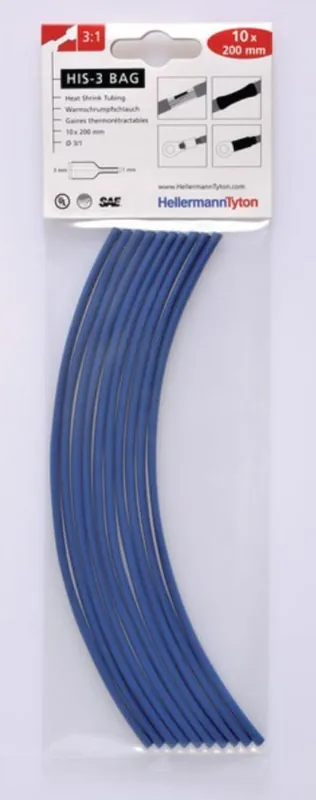 Ultimissimo Modello HELLERMANN TYTON GUAINA TERMORESTRINGENTE BLU FINO A 3 1 IN SACCHETTI 308-30312