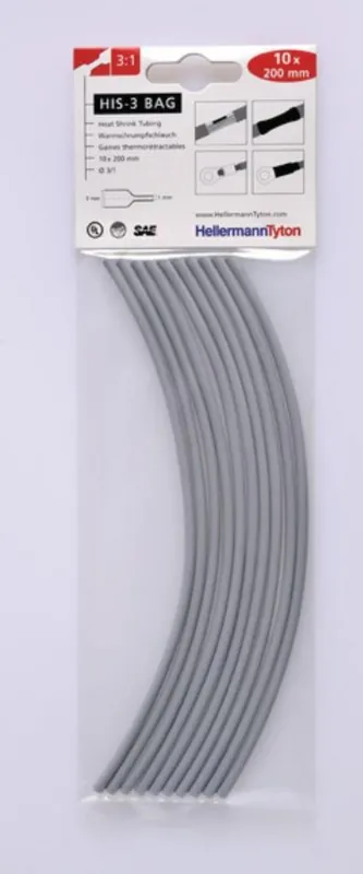 Promo Stagionale HELLERMANN TYTON GUAINA TERMORESTRINGENTE GRIGIA 3 1 IN SACCHETTI 308-30313