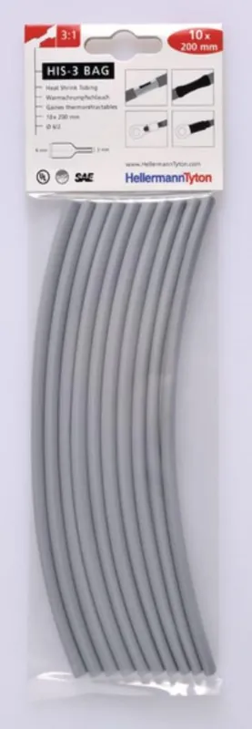 Promozione Esclusiva HELLERMANN TYTON GUAINA TERMORESTRINGENTE GRIGIA FINO A 3 1 IN SACCHETTI 308-30613