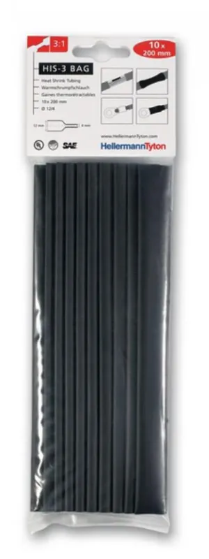 HELLERMANN TYTON GUAINA TERMORESTRINGENTE NERA FINO A 3 1 IN SACCHETTI 308-31210 Nuovo Arrivo