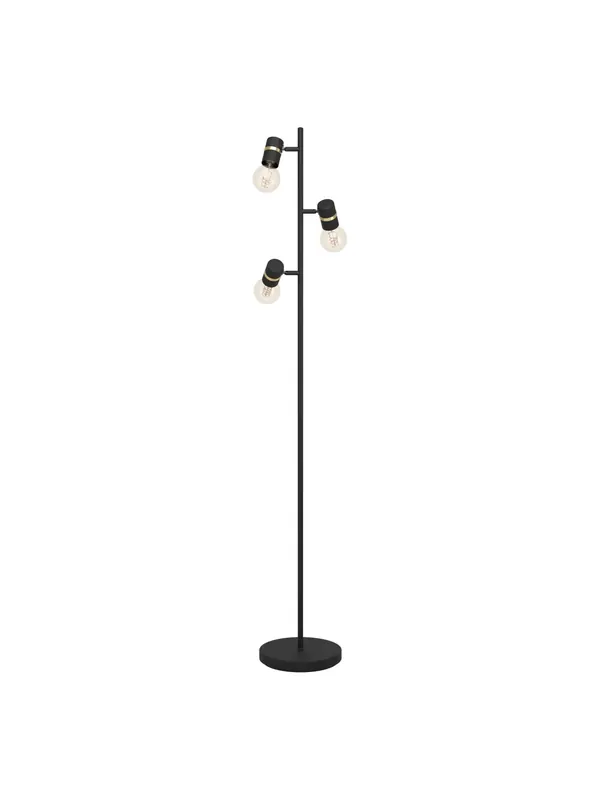 Non Perdere Piantana da terra con faretti moderna in metallo nero e oro a 3 luci GL1846