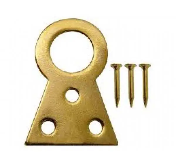 Offerta Speciale 10 Attaccaglie fisse a triangolo in ferro ottonato N2 complete di chiodo ottonato
