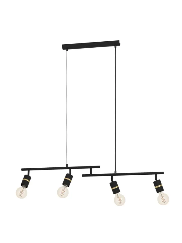 Lampadario con faretti moderno in metallo nero e oro a 4 luci GL1843 Più Venduto