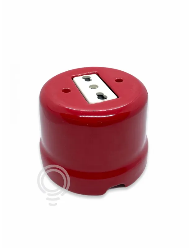Offerta Speciale Presa elettrica porcellana bivalente 10/16a+t rosso vintage