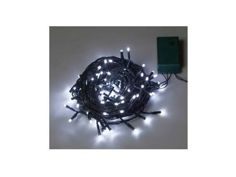 NEW LAMPS LUCI NATALIZIE 50 MINI LED LUCE BIANCO PURO A BATTERIA IP44 USO ESTERNO/INTERNO 51-151 Promo Stagionale