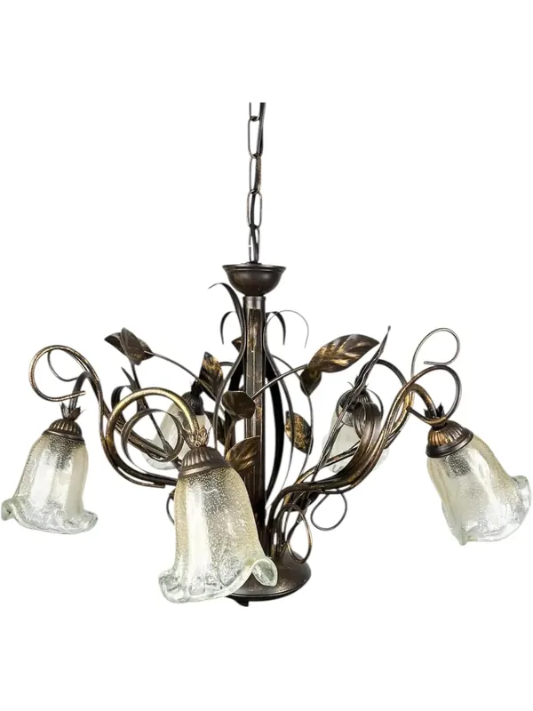 Compra Online Lampadario classico in ferro battuto e vetro murano a 5 luci coll. Cox