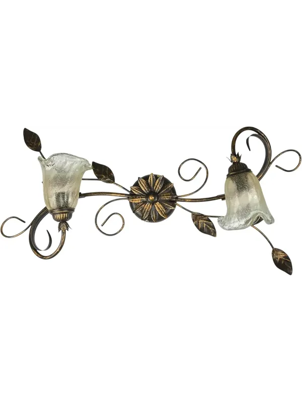 Plafoniera classica in ferro battuto e vetro murano a 2 luci coll. Cox Compra Online