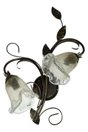 Applique classico in ferro battuto e vetro murano a 2 luci coll. Cox Compra Adesso