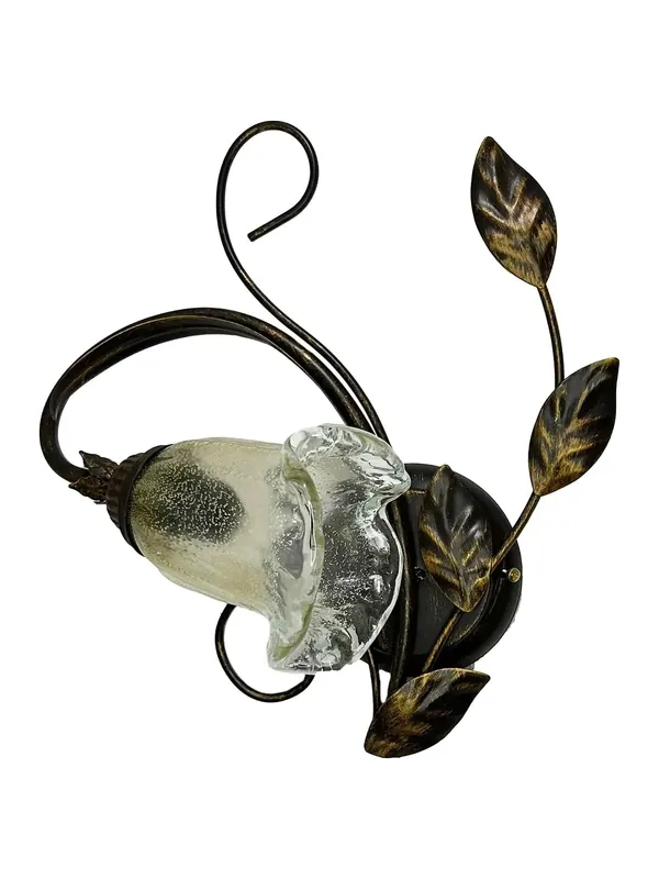 Compra Oggi Stesso Applique classico in ferro battuto e vetro murano a 1 luce coll. Cox destro