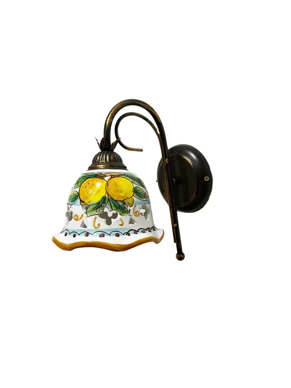 Consegna Rapida Applique classico rustico in ceramica siciliana 1 luce coll. Limoni