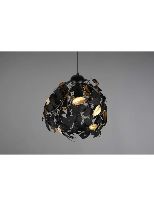 Lampadario a sospensione con foglie finte nere e oro a 1 luce TR671 Acquista Ora