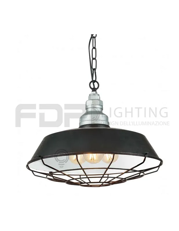 Sospensione illuminazione interno bianco bazar cappello nero 3xe27 Spedito Oggi