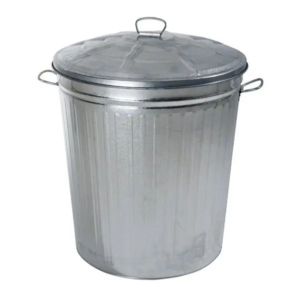 Di Tendenza Bidone Zincato con Coperchio, Capacità 62 Litri, per Rifiuti, Giardino, Garage o Stoccaggio, Alta Qualità
