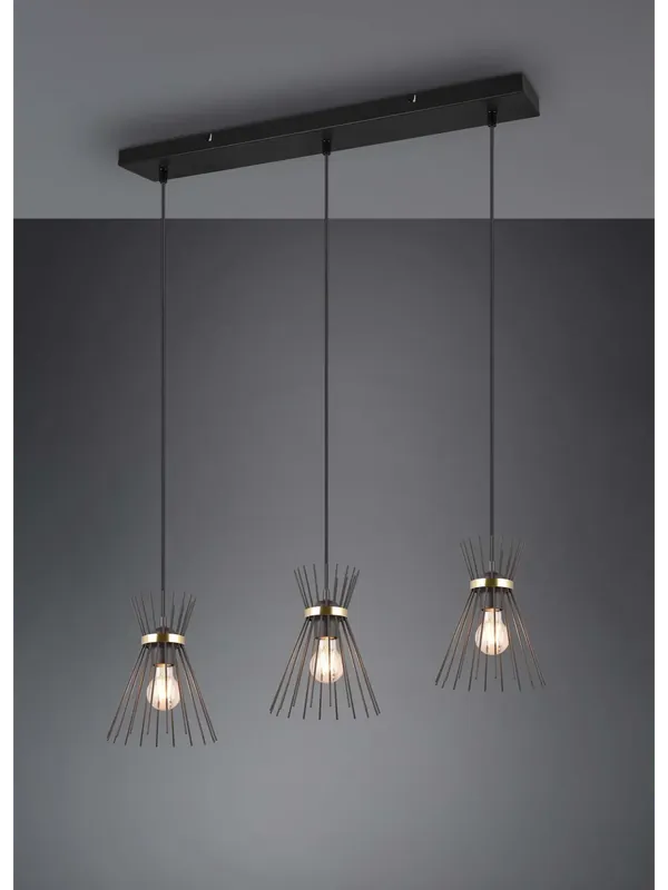 Subito Disponibile Lampadario a sospensione design moderno nero a 3 luci TR652