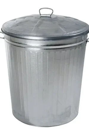 Bidone Zincato con Coperchio, Capacità 35 Litri, per Rifiuti, Giardino, Garage o Stoccaggio, Alta Qualità Esclusivo