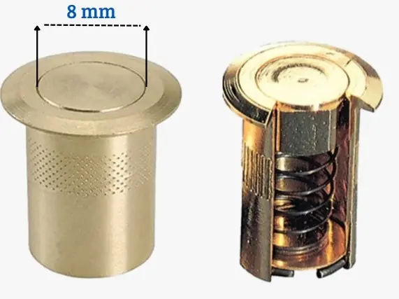 Pozzetto ottone con molla inox per applicazioni a pavimento per catenacci Ø 8mm Esclusivo