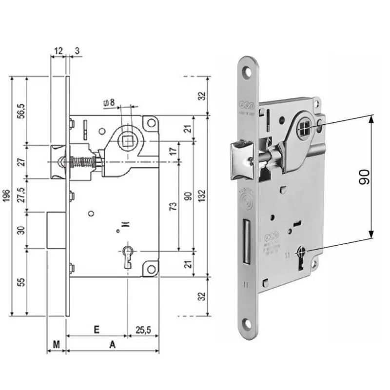 Solo Oggi AGB 1002 CENTRO SERRATURA PATENT E50 F18 NICHELATA
