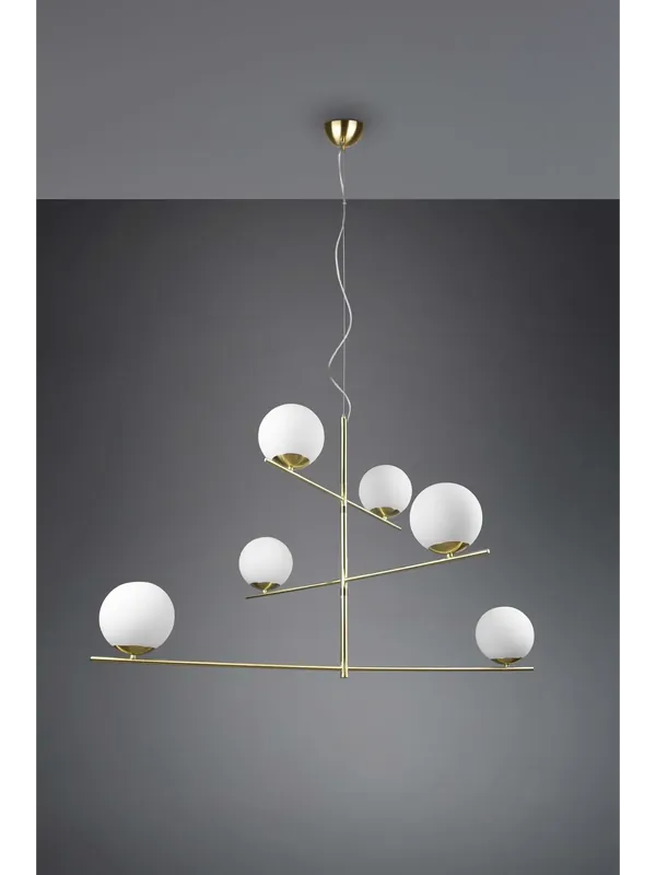 Soddisfatti O Rimborsati Lampadario moderno oro satinato con vetro bianco a 6 luci TR589
