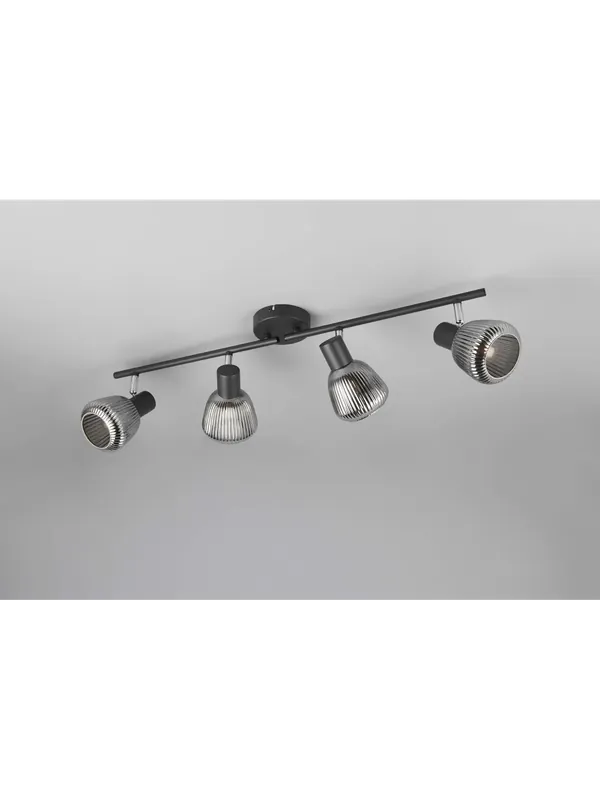 Plafoniera faretto moderno orientabile nero con vetro fumè a 4 luci TR584 Nuovo Arrivo