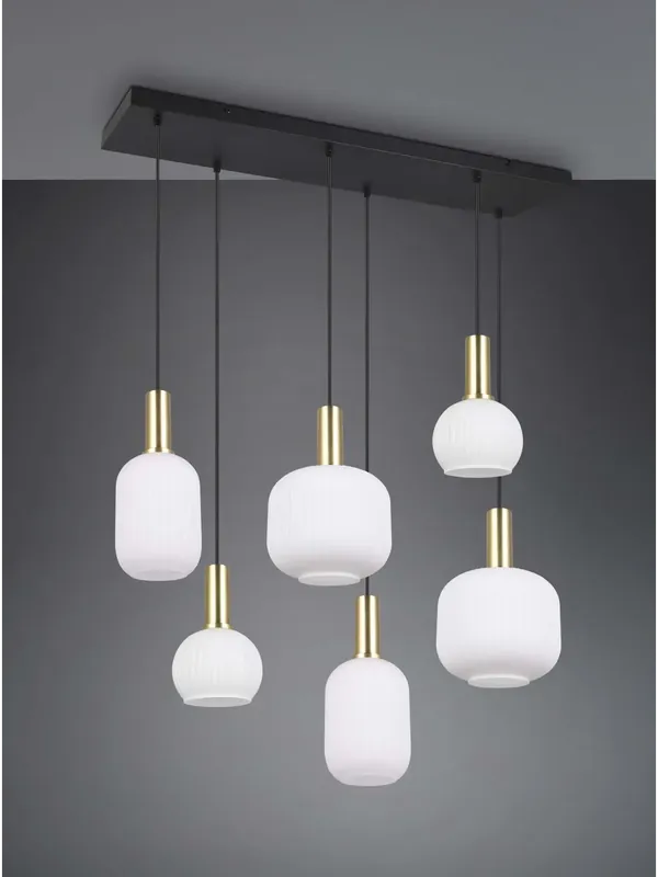 Lampadario moderno nero con vetri di varie forme 6 luci TR572 Promozione