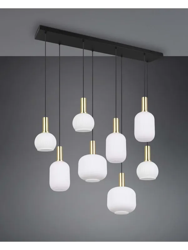 Più Venduto Lampadario moderno nero con vetri di varie forme 8 luci TR571