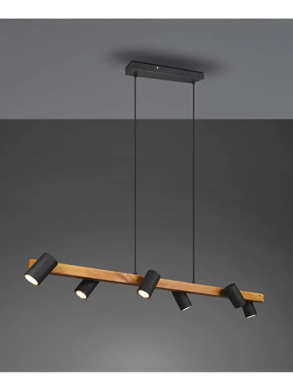 Lampadario moderno con faretti orientabili legno a 6 luci TR568 Spedito Oggi