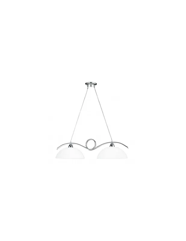 Lampadario in metallo e vetro biliardo 2luci cromo 2xE27 Spedito Oggi
