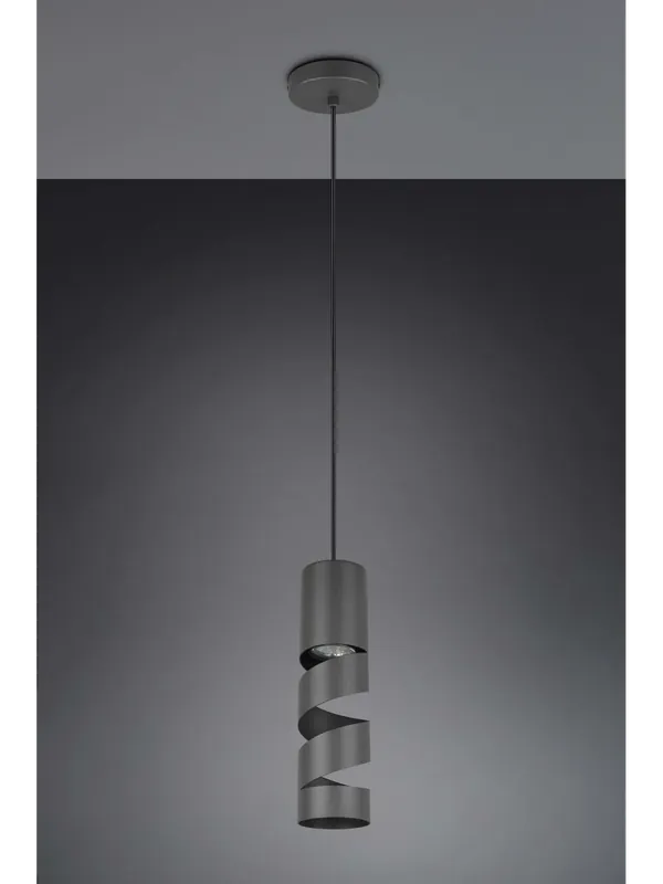 Lampadario a sospensione moderno spirale a 1 luce nero TR549 Spedito Oggi
