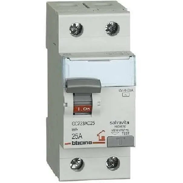 Nuova Collezione BTICINO INTERRUTTORE DIFFERENZIALE SALVAVITA 2P GC723AC25