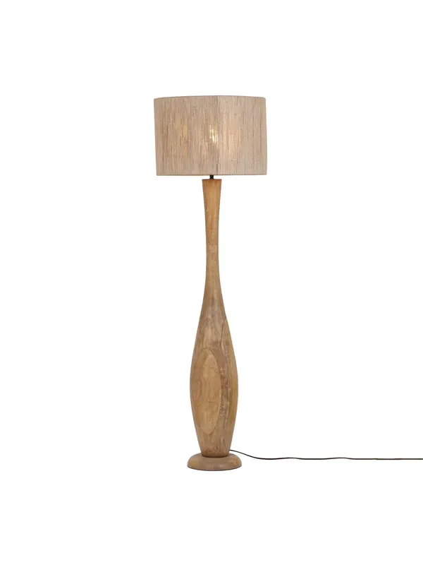 Lampada da terra piantana rustica in legno naturale juta a 1 luce TR502 Ultime Pezzi