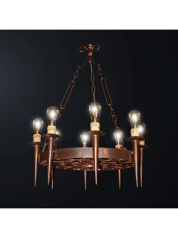 Lampadario rustico in ferro battuto a 8 luci BGA 3615 design ruota Promo Stagionale