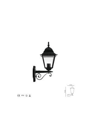 Lanterna da parete alluminio serie quadra nero e27 Compra Online