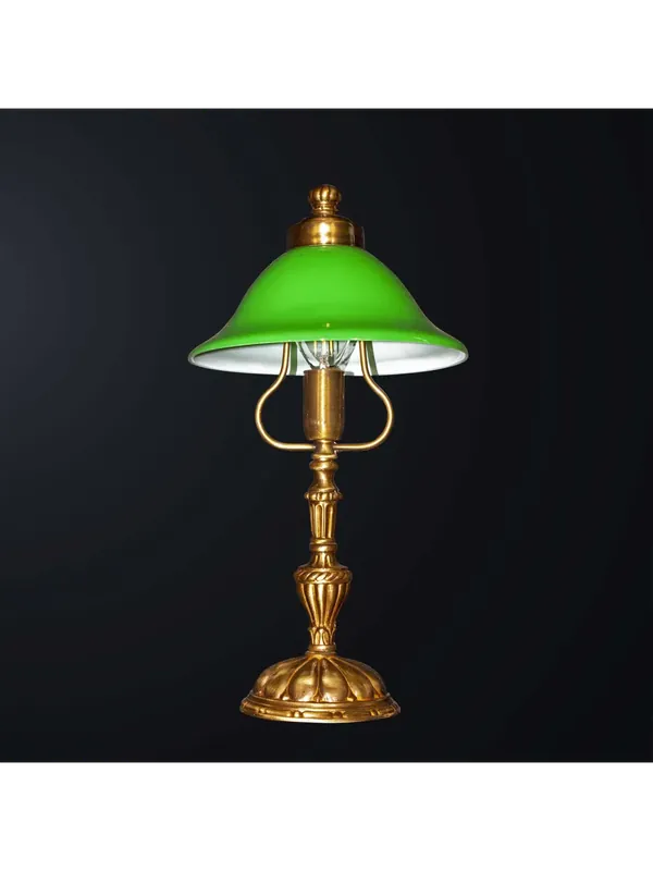 Lampada da tavolo classica in ottone e vetro verde a 1 luce BGA 3602 Solo Oggi
