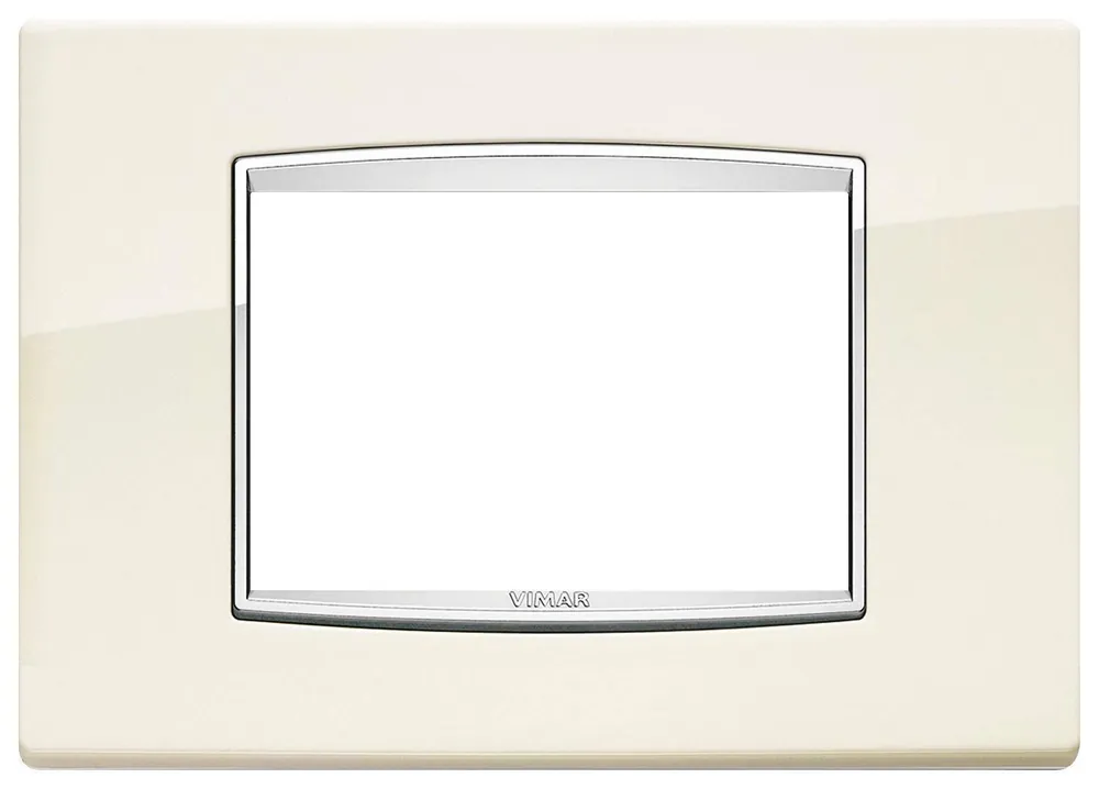 Prezzo Ridotto VIMAR EIKON PLACCA CLASSIC METALLO 3 POSTI COLORE BIANCO ANTICO CORNICE CROMATA 20653.C02