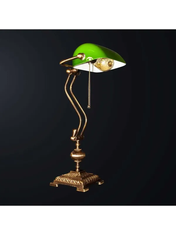 Lampada da tavolo classica in ottone e vetro verde a 1 luce BGA 3596 Occasione