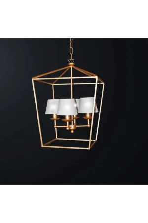 Acquista Ora Lampadario classico a lanterna in ferro battuto oro a 4 luci BGA 3593