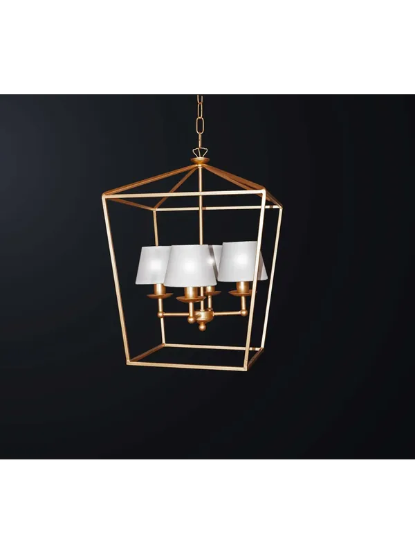 Acquista Ora Lampadario classico a lanterna in ferro battuto oro a 4 luci BGA 3593