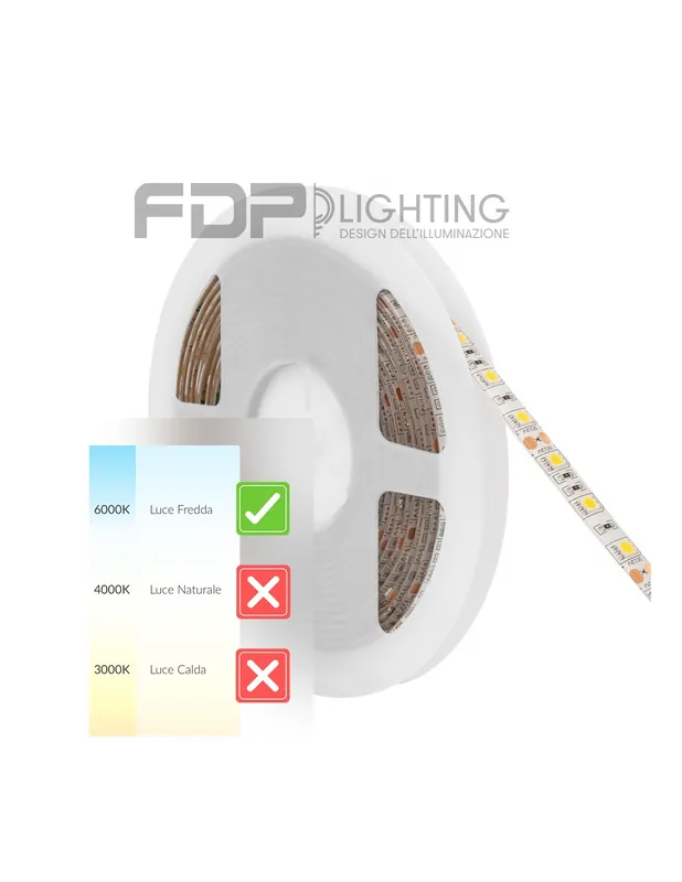 Striscia bobina 300 led k6000 luce fradda 5mt led1020 illuminazione Ordina Subito