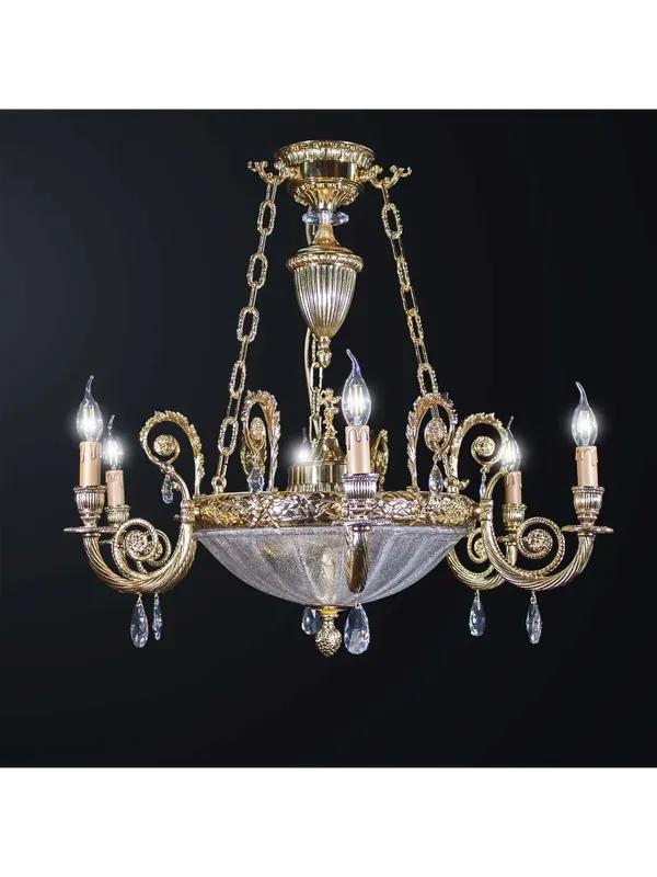 Lampadario classico in ottone e cristallo a 6 luci BGA 3590 Sconto