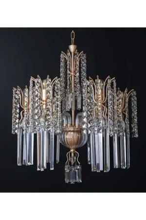 Affare Lampadario classico in cristallo e ferro battuto oro a 6 luci BGA 3568-6