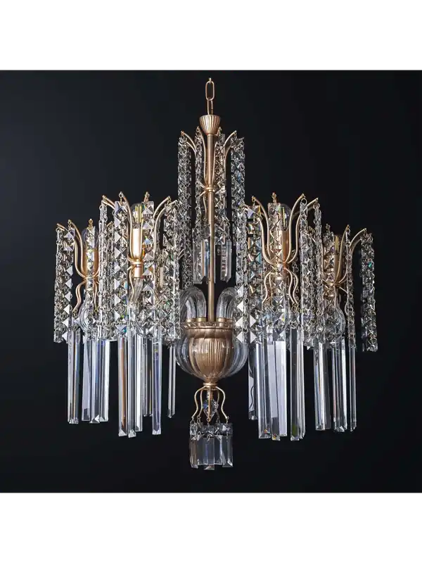 Affare Lampadario classico in cristallo e ferro battuto oro a 6 luci BGA 3568-6